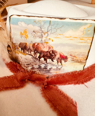 Cream Vintage postcard hat