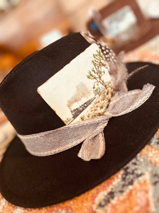 Black Vintage postcard hat