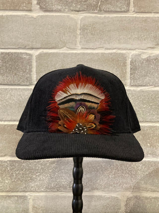 Corduroy Feather Cap