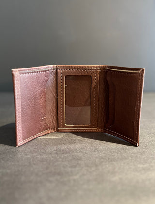 Mens Leather Trifold Wallet - Brown