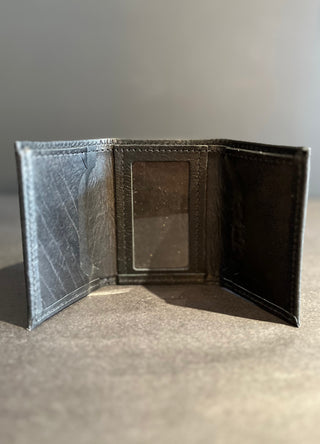 Mens Leather Trifold Wallet - Black