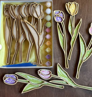 set of 5 paintable tulips