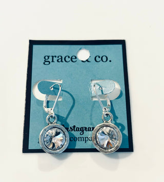 Silver Earrings and Rhinestone