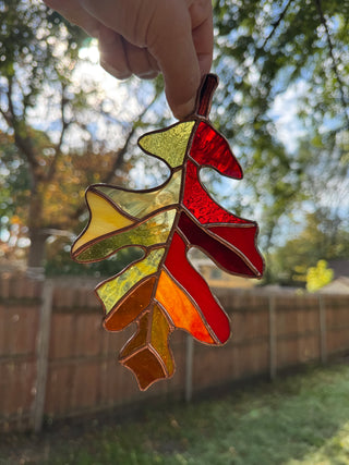 Stained Glass Oak Leaf - Autumn Colors
