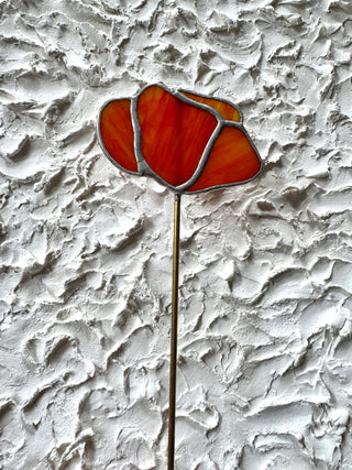 Stained Glass Flower Stake - Poppy