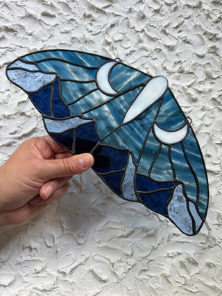 Stained Glass Mountain Moon Moth