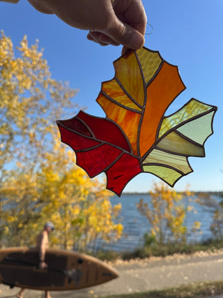 Stained Glass Maple Leaf - Autumn Colors