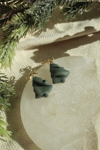 Christmas Tree with Bow Earrings