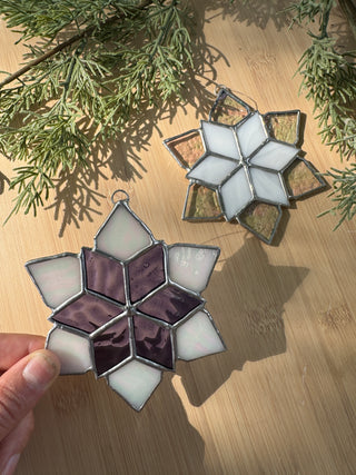 Stained Glass Ornament - Simple Snowflake - Purple