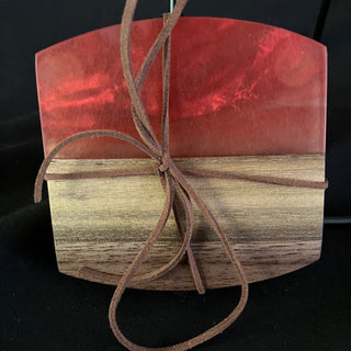 Coaster Set Walnut/Red
