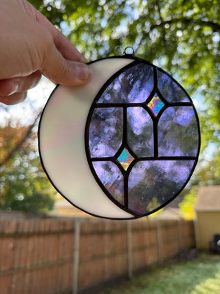 Stained Glass Moon & Stars - Purple
