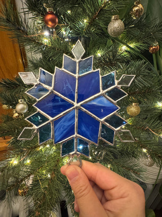 Stained Glass Snowflake - Type 1 - Dark Blue