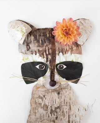 Nature Print: Raccoon W/Flower