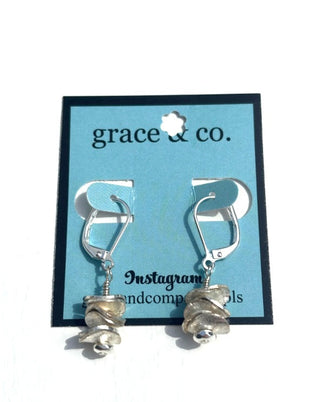 Wavy Silver Disc Earrings