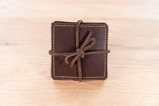 Quilted Bison Leather Coasters Set of 6