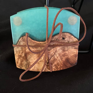 Coaster Set Walnut/Sea Foam