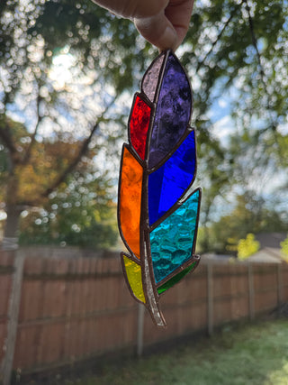Stained Glass Feather - Rainbow