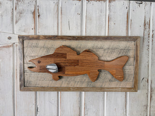 Walleye on wood back