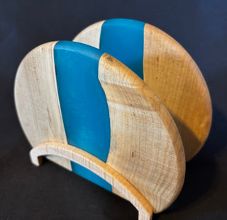 Napkin Holder Maple/Blue