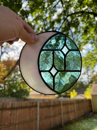 Stained Glass Moon & Stars - Teal