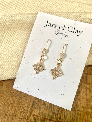 Cubic Zirconia Charm with Hook Earrings