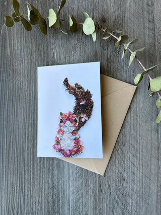 Pink squirrel nature art card