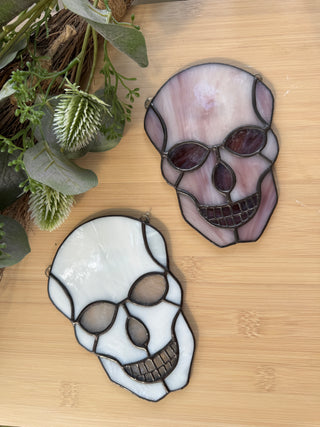 Stained Glass Skull - White