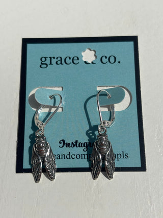 Cicada Silver Earrings
