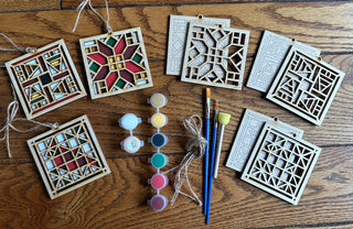 Cardinal, Poinsettia and Christmas tree Barn Quilt Ornaments DIY