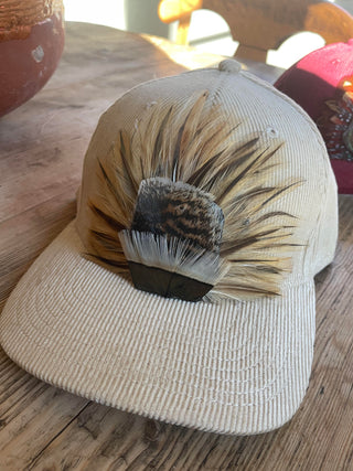 Corduroy Feather Cap