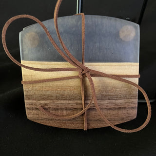 Coaster Set Walnut/Blue