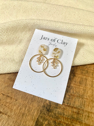 Cubic Zirconia Charm with Hoop Earrings